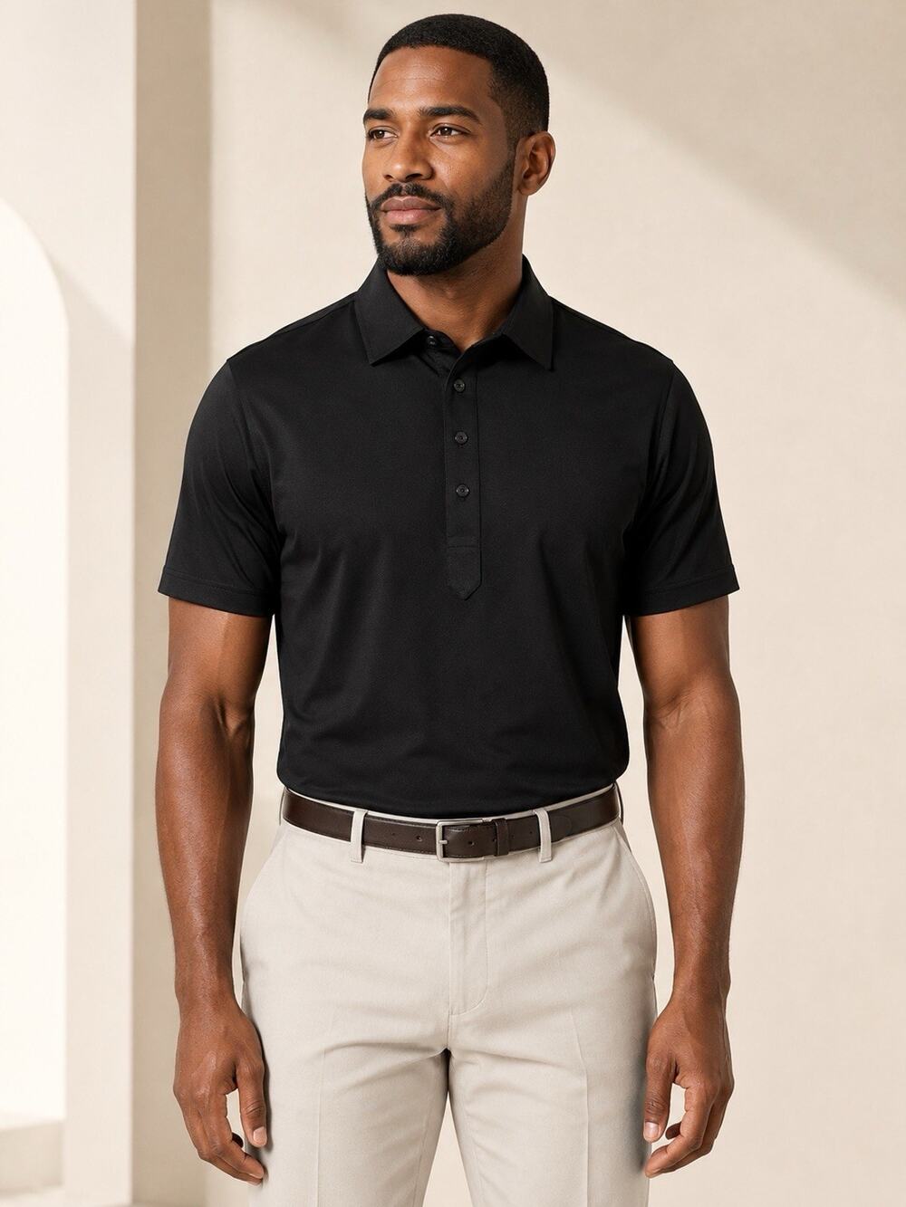 Collars & Co. Original Dress Collar Polo Men’s Medium‎ Black Performance